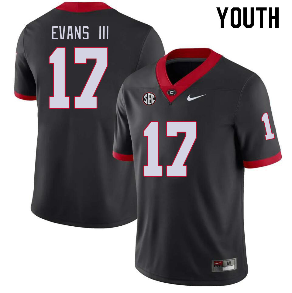 Georgia Bulldogs Youth Anthony Evans III #17 Black Stitched College UGA Football Jersey 23QN012VA